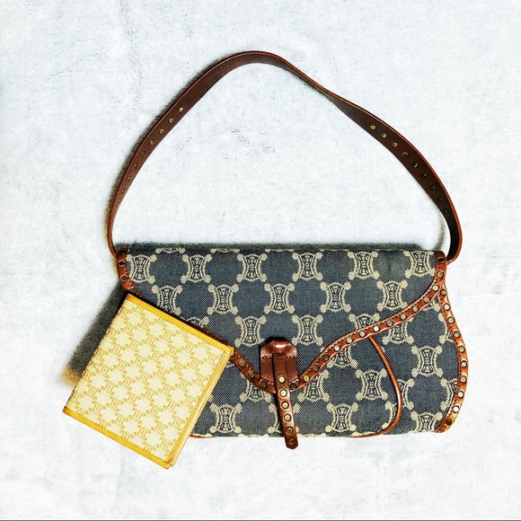 Celine Handbags - CELINE Vintage Denim/Leather Purse & Bifold Wallet